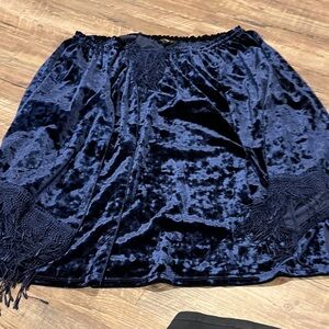 Melissa Paige Velvet Mini Skirt in Deep Blue